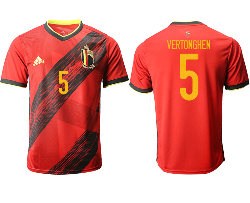 Men 2021 European Cup Belgium home aaa version red #5 Soccer Jersey->belgium jersey->Soccer Country Jersey